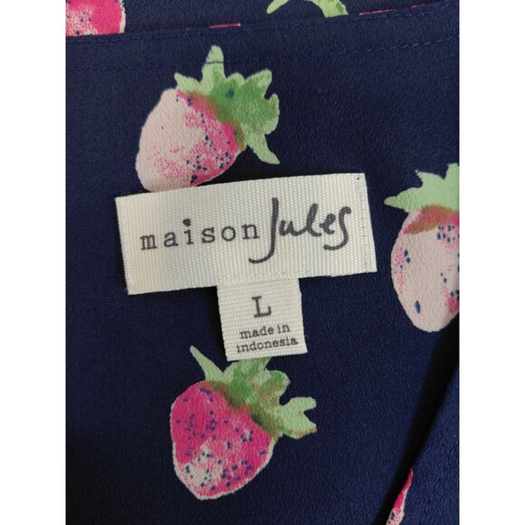 Maison Jules Women's Scallop Tank Top With Strawberry Print - Picture 4 of 11